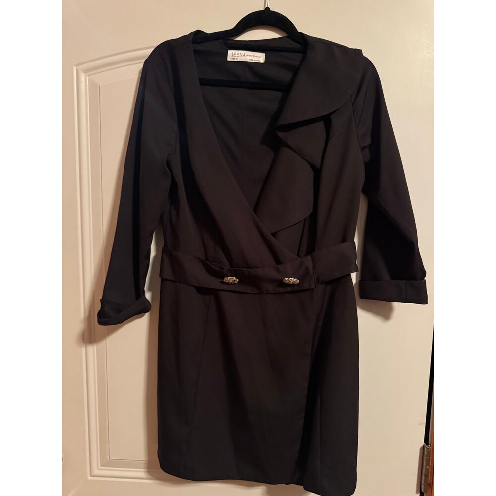 NEW Mac Duggal Black Ruffled Faux Tuxedo Mini Dress - Size 2 - Picture 5 of 6